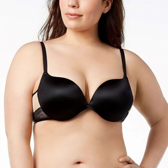 MAIDENFORM Soft Stretch Push Up Plunging Neckline Underwire Bra 36D Black - Picture 2 of 4